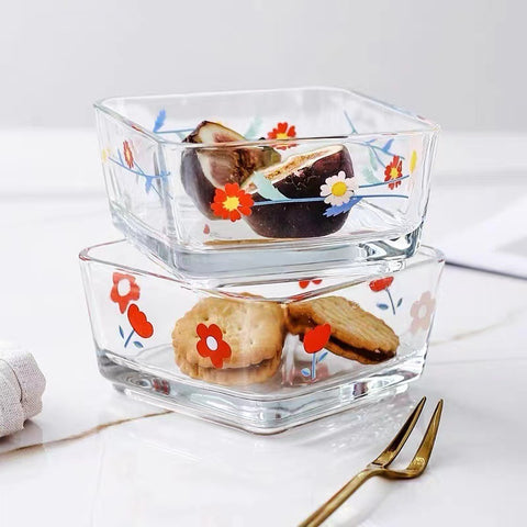 Small Square Glass Bowl – Elegant Dessert & Snack Serving Dish