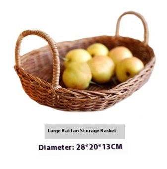 Handmade Rattan Basket – Natural Woven Bread & Storage Tray