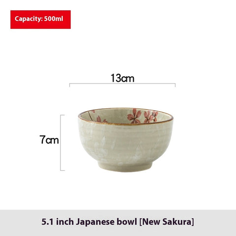 Handmade Ceramic Breakfast & Noodle Bowl – Floral Design 500 ml