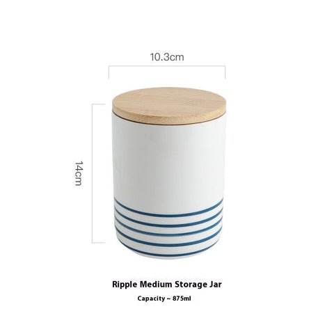 Blue Pattern Ceramic Storage Jar with Wooden Lid – Nordic Airtight Canister