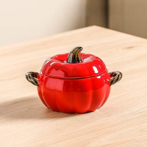 Pumpkin Ceramic Soup Bowl with Lid