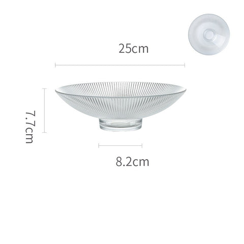 Premium Ribbed Glass Fruit Tray – Elevated Clear Serving Bowl for Snacks & Desserts
