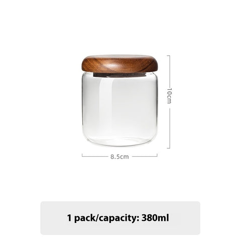 Glass Storage Jar with Wooden Lid – Natural Airtight Food Container Set