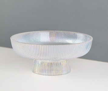 Premium Ribbed Glass Fruit Tray – Elevated Clear Serving Bowl for Snacks & Desserts