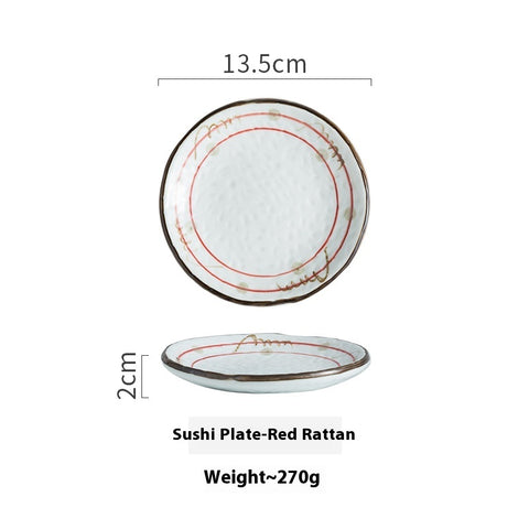 Japanese Style Hand-Painted Ceramic Sushi & Dessert Plate – Artisan Tableware Collection