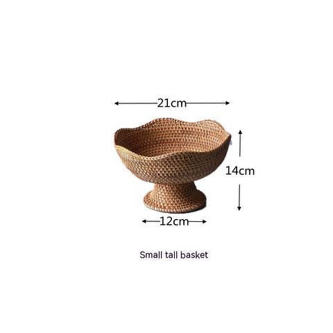 Handmade Rattan Weave High Leg Fruit Basket