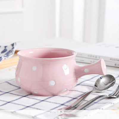 Cute Polka Dot Dessert & Soup Bowl Set – Retro Colorful Ceramic Tableware
