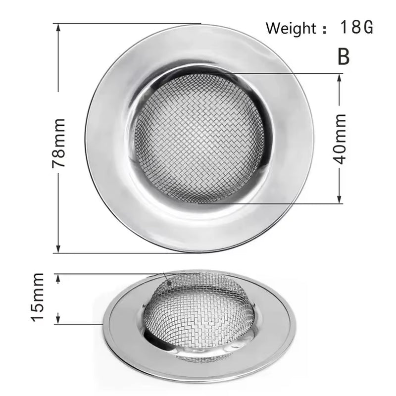 Kitchen Sink Filter Stainless Steel Mesh Sink Strainer Filter Sewer Mesh Strainers Bathroom Sink Strainer Drain Hole Filter Trap