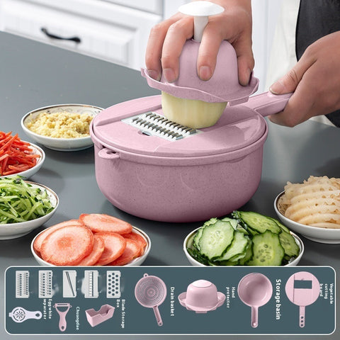 8-in-1 Stainless Steel Vegetable Slicer Set – Multi-Functional Kitchen Mandoline Cutter