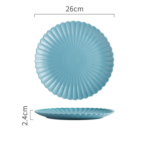 Ripple Textured Porcelain Plate – Simple Round Minimalist Design 10 inch