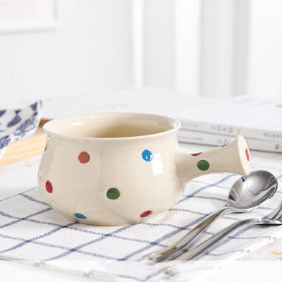 Cute Polka Dot Dessert & Soup Bowl Set – Retro Colorful Ceramic Tableware