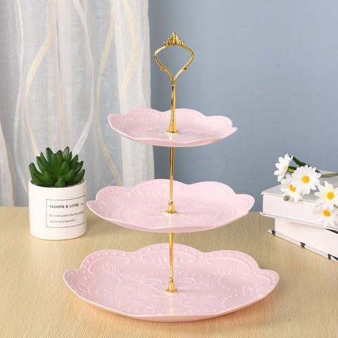 Modern Pastel 3-Tier Plastic Dessert Stand – Lightweight Fruit and Cake Tray