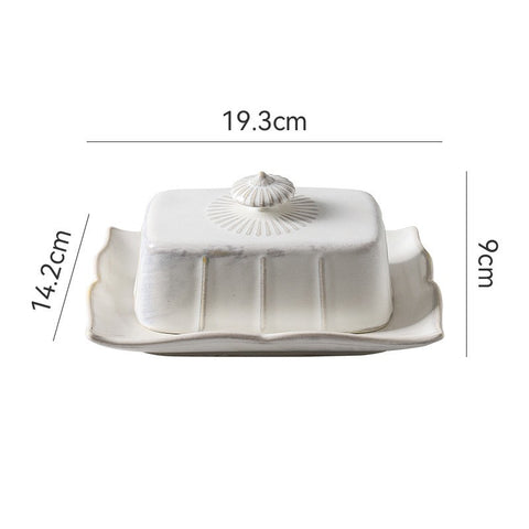 Vintage Ceramic Butter Dish with Lid – Elegant Rectangular Butter Keeper