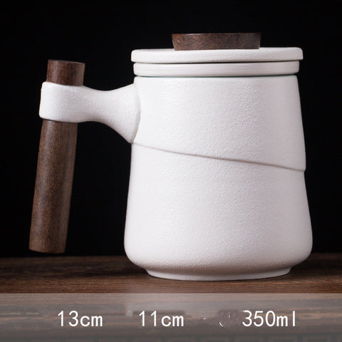 Wudy Ceramic Wooden Handle Tea Cup