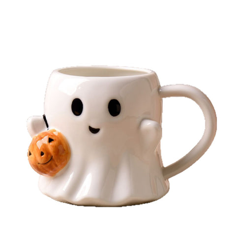 Halloween Ghost Mug with Pumpkin | 600ml Ceramic Cute Cup