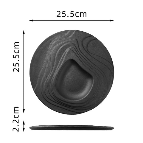 Luxury Ceramic Western Plate – Modern Ripple Texture Fine Dining Plate