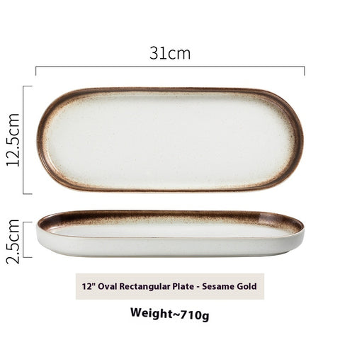 12’’ Oval Ceramic Rectangular Plate – Premium Modern Dining Serving Dish