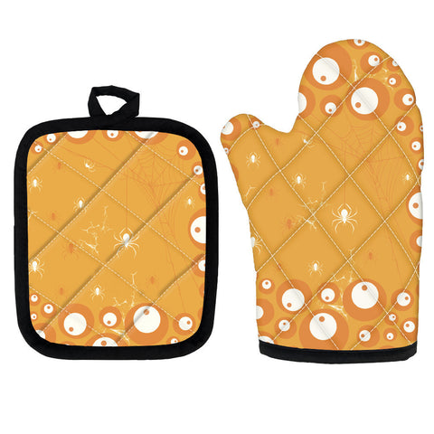 Halloween Heat Resistant Oven Mitts & Pot Holder Set