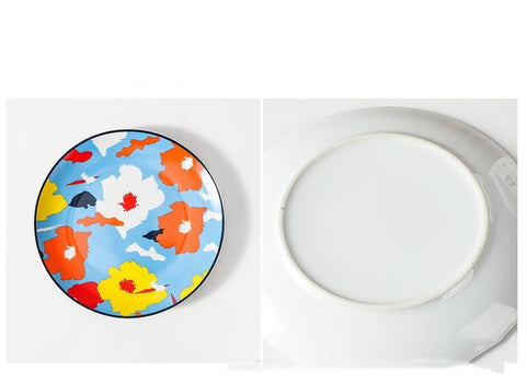 Three-Layer Art Porcelain Dessert Tray – Creative Colored Glaze Serving Stand