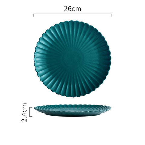 Ripple Textured Porcelain Plate – Simple Round Minimalist Design 10 inch