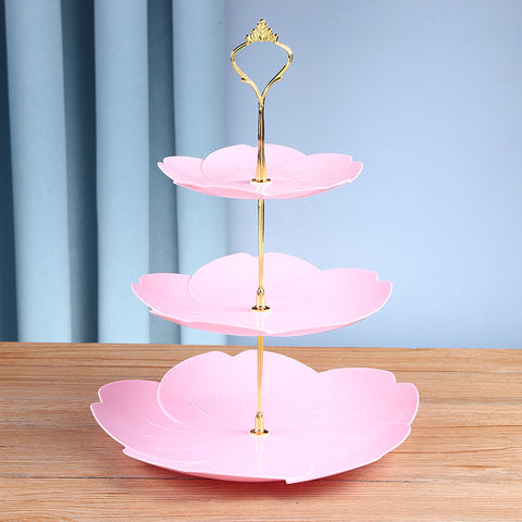 Modern Pastel 3-Tier Plastic Dessert Stand – Lightweight Fruit and Cake Tray