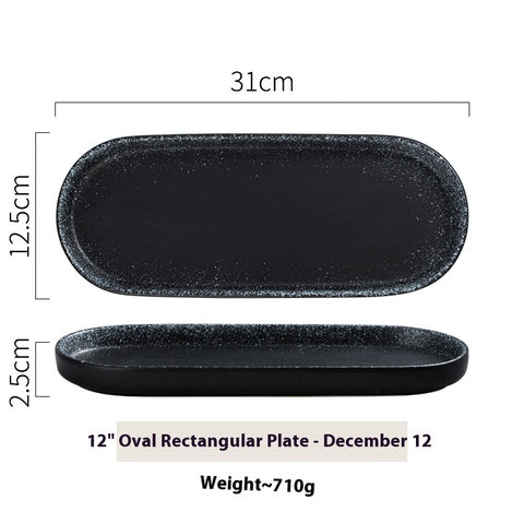 12’’ Oval Ceramic Rectangular Plate – Premium Modern Dining Serving Dish
