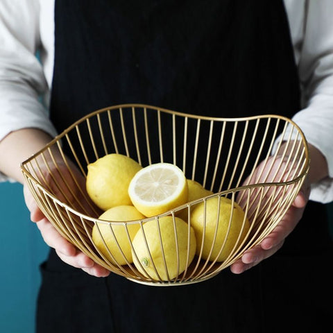 Lotus Leaf Metal Fruit Basket – Modern Decorative Table Bowl