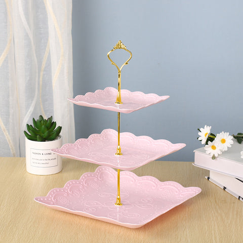 Modern Pastel 3-Tier Plastic Dessert Stand – Lightweight Fruit and Cake Tray