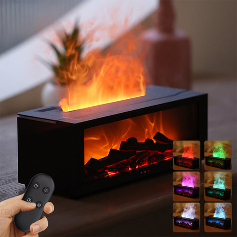 Large Flame Aromatherapy Diffuser – 3D Fire Effect & Essential Oil Humidifier
