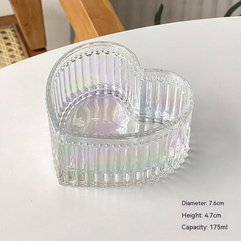 Peach Heart Glass Dessert Bowl – Heat-Resistant & Elegant Serving Design