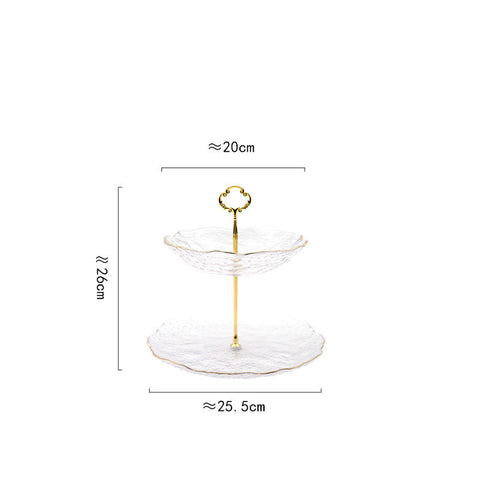 Gold-Trimmed Glass Dessert Stand – European Style Double & Triple Layer Tray