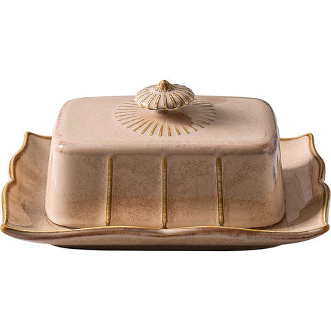 Vintage Ceramic Butter Dish with Lid – Elegant Rectangular Butter Keeper