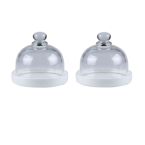 Pink Base Glass Dome – Mini Dessert & Macaron Display Cover
