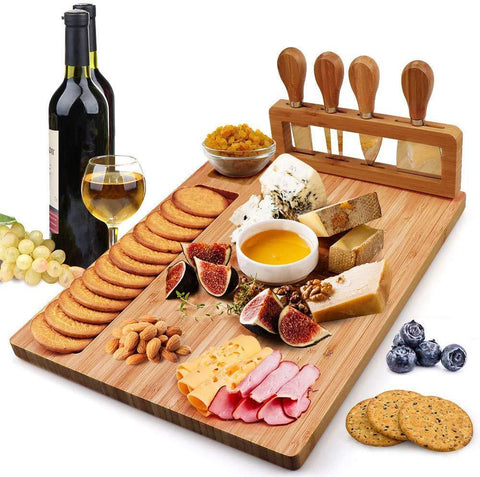 Premium Bamboo Charcuterie & Cheese Board – Snack & Wine Party Tray