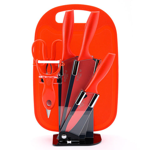 7-Piece Stainless Steel Knife Set โ Modern Kitchen Set with Cutting Board