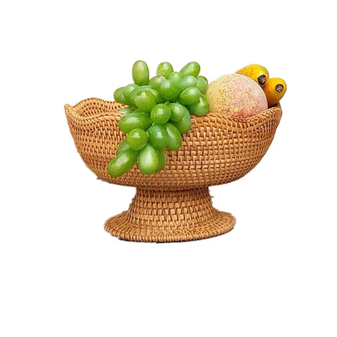 Handmade Rattan Weave High Leg Fruit Basket