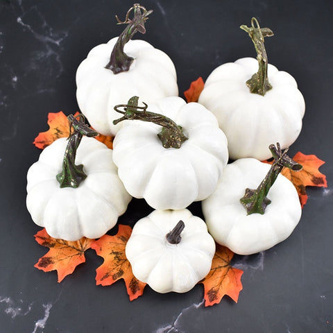 Paintable White Faux Pumpkin DIY Set – Craft & Event Décor, Lightweight Foam