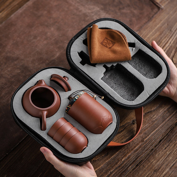 Wudy Kitchen — Portable Purple Sand Travel Tea Set (1 Pot + 4 Cups)