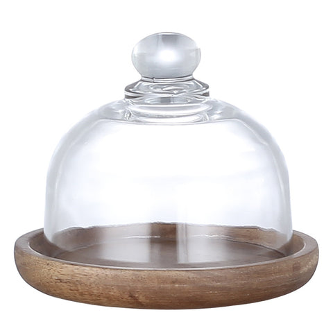 Glass Dome with Wooden Base – Mini Dessert & Macaron Display Stand