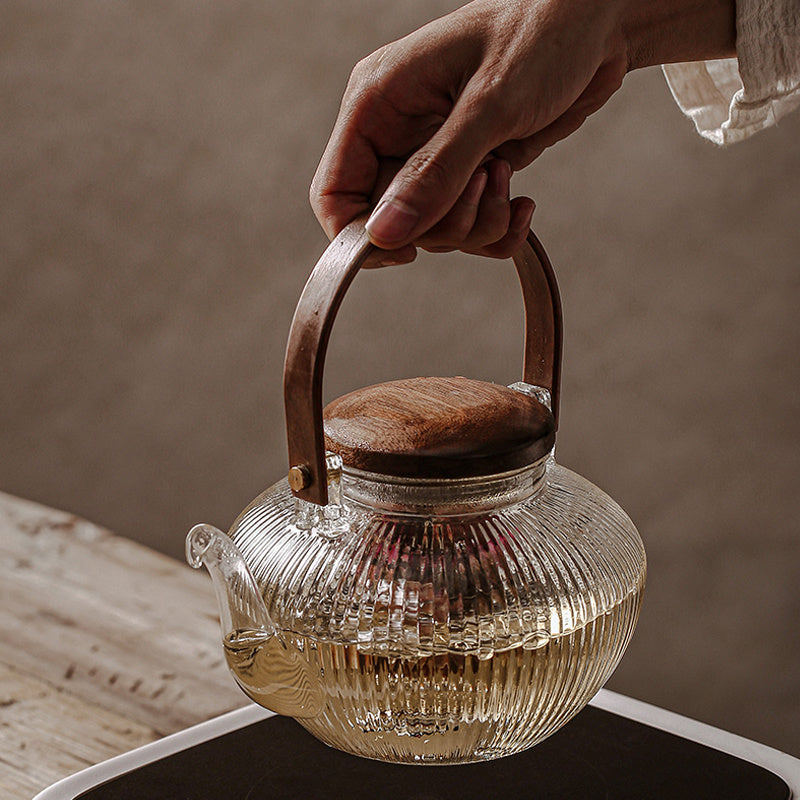 Wudy Kitchen — Heat-Resistant Glass Teapot with Arched Handle – 650ml / 800ml