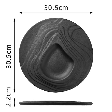 Luxury Ceramic Western Plate – Modern Ripple Texture Fine Dining Plate