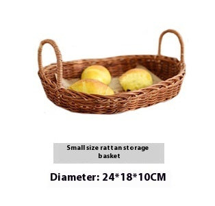 Handmade Rattan Basket – Natural Woven Bread & Storage Tray
