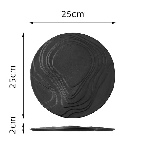 Luxury Ceramic Western Plate – Modern Ripple Texture Fine Dining Plate
