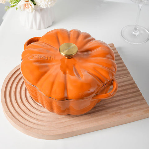 Pumpkin Shaped Enamel Cooking Pot – Non-Stick