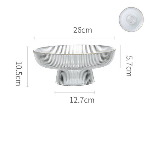 Premium Ribbed Glass Fruit Tray – Elevated Clear Serving Bowl for Snacks & Desserts
