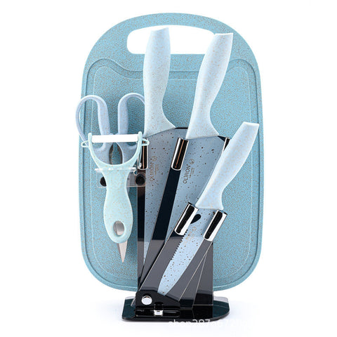 7-Piece Stainless Steel Knife Set โ Modern Kitchen Set with Cutting Board