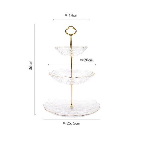 Gold-Trimmed Glass Dessert Stand – European Style Double & Triple Layer Tray