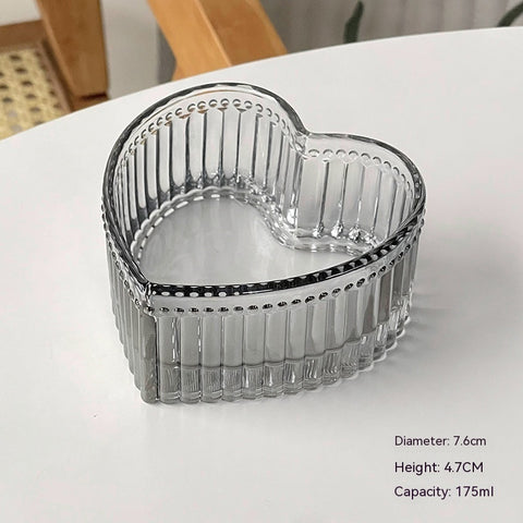 Peach Heart Glass Dessert Bowl – Heat-Resistant & Elegant Serving Design
