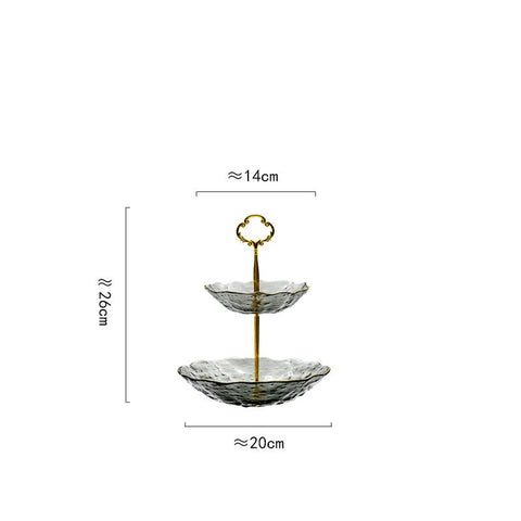 Gold-Trimmed Glass Dessert Stand – European Style Double & Triple Layer Tray