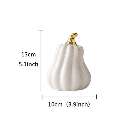 White & Orange Porcelain Pumpkin Decor Set | Modern Minimal